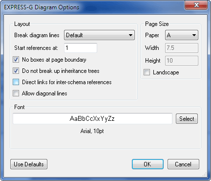 EXPRESS-G Layout Diagram Options